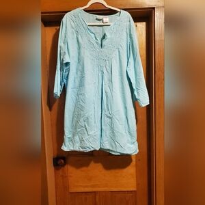 Women's Mint Green Embroidered Sleep Shirt